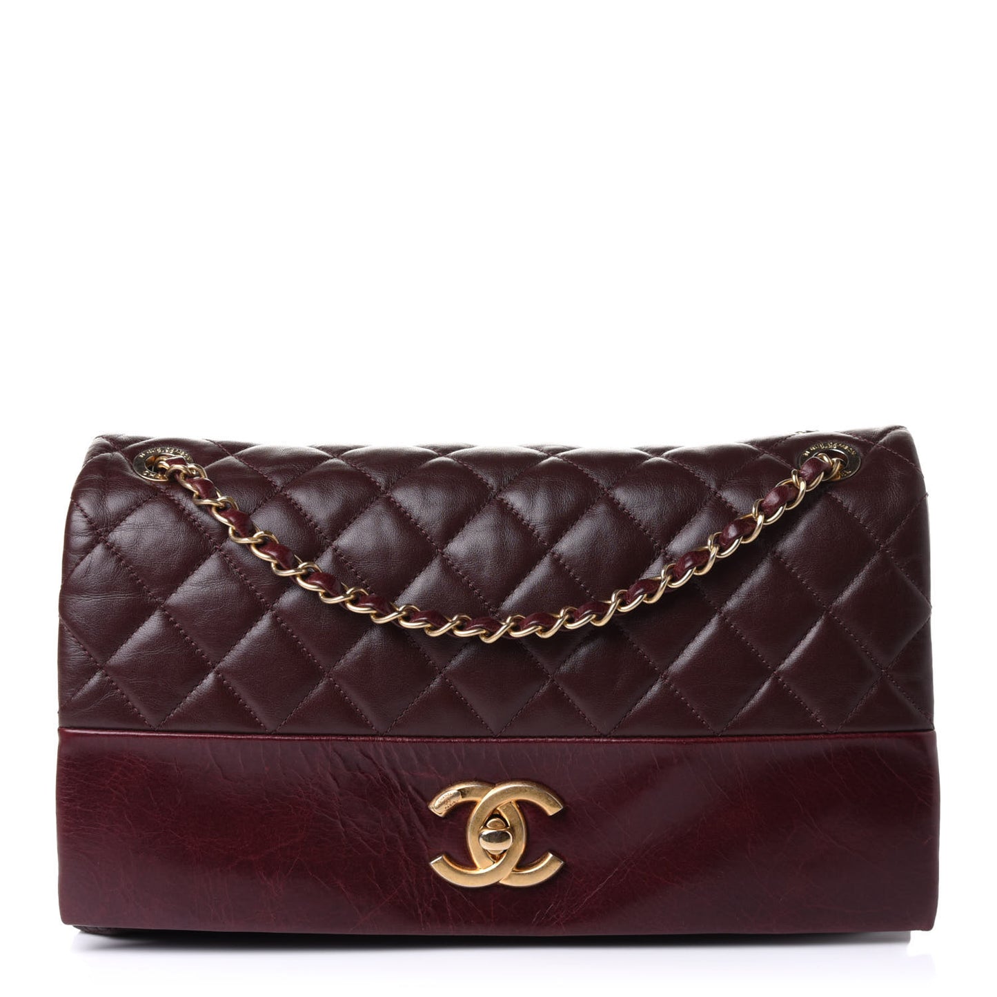 Calfskin Quilted Jumbo Soft Elegance Flap Bordeaux