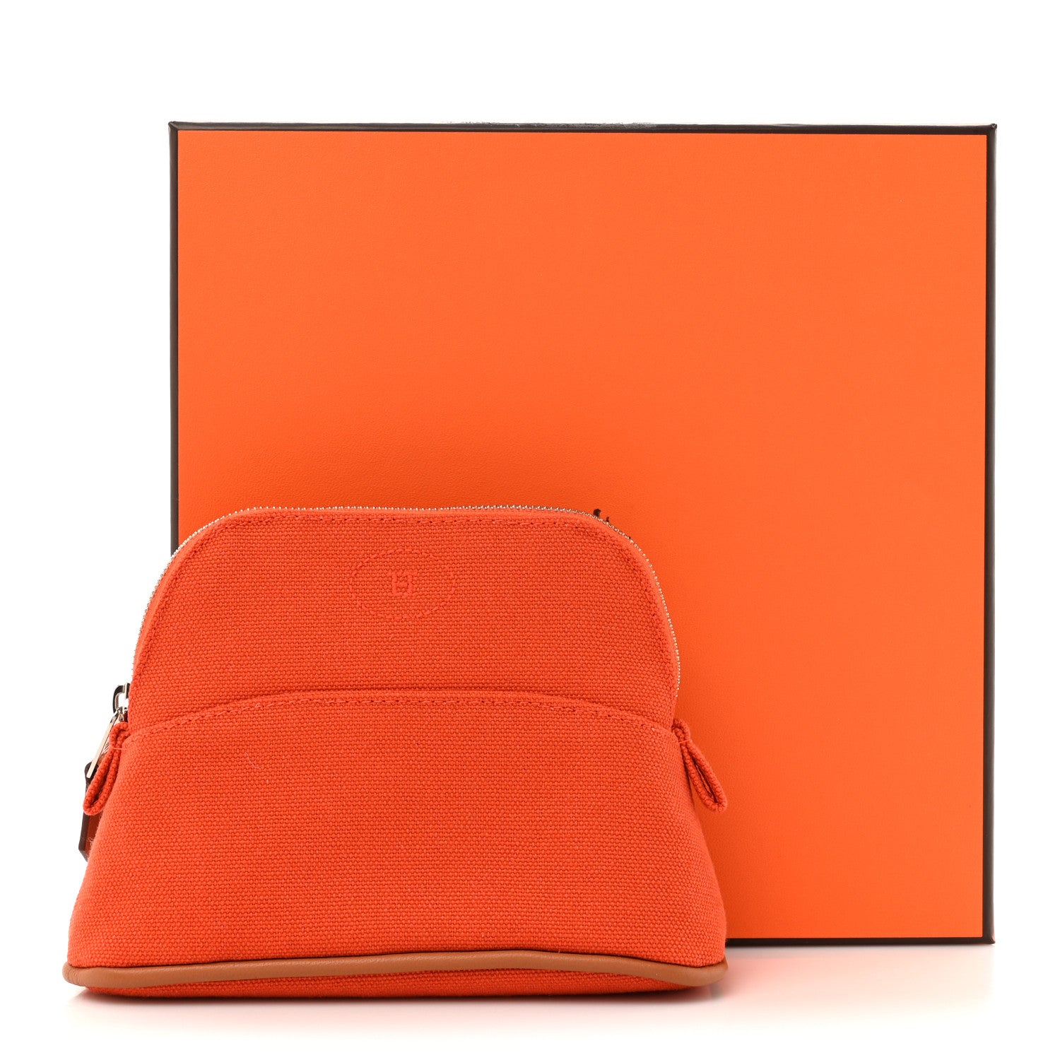 Hermes Cotton Canvas Mini Mini Bolide Travel Cosmetic Pouch Feu 7 of 7