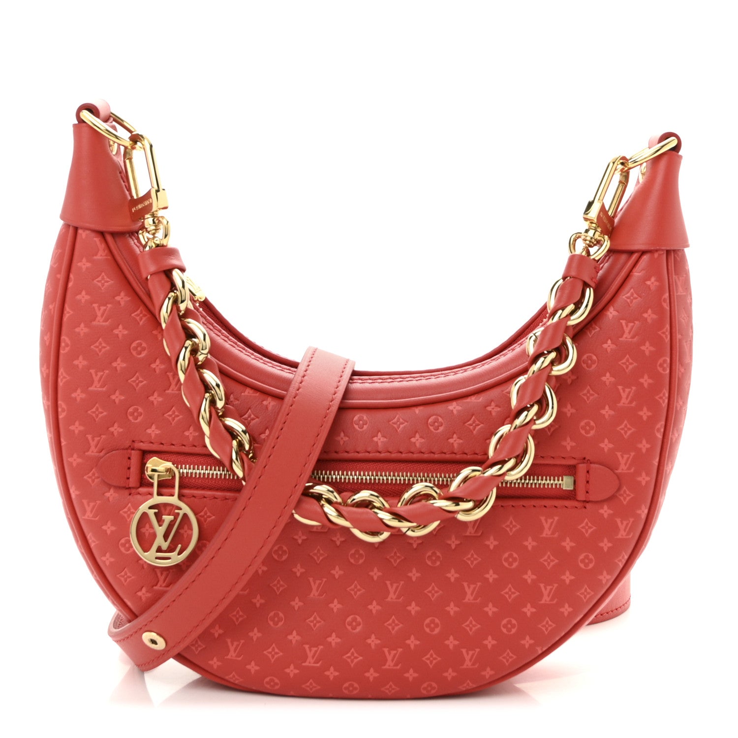 Louis Vuitton Calfskin Nanogram Embossed Loop PM Rouge 1 of 9