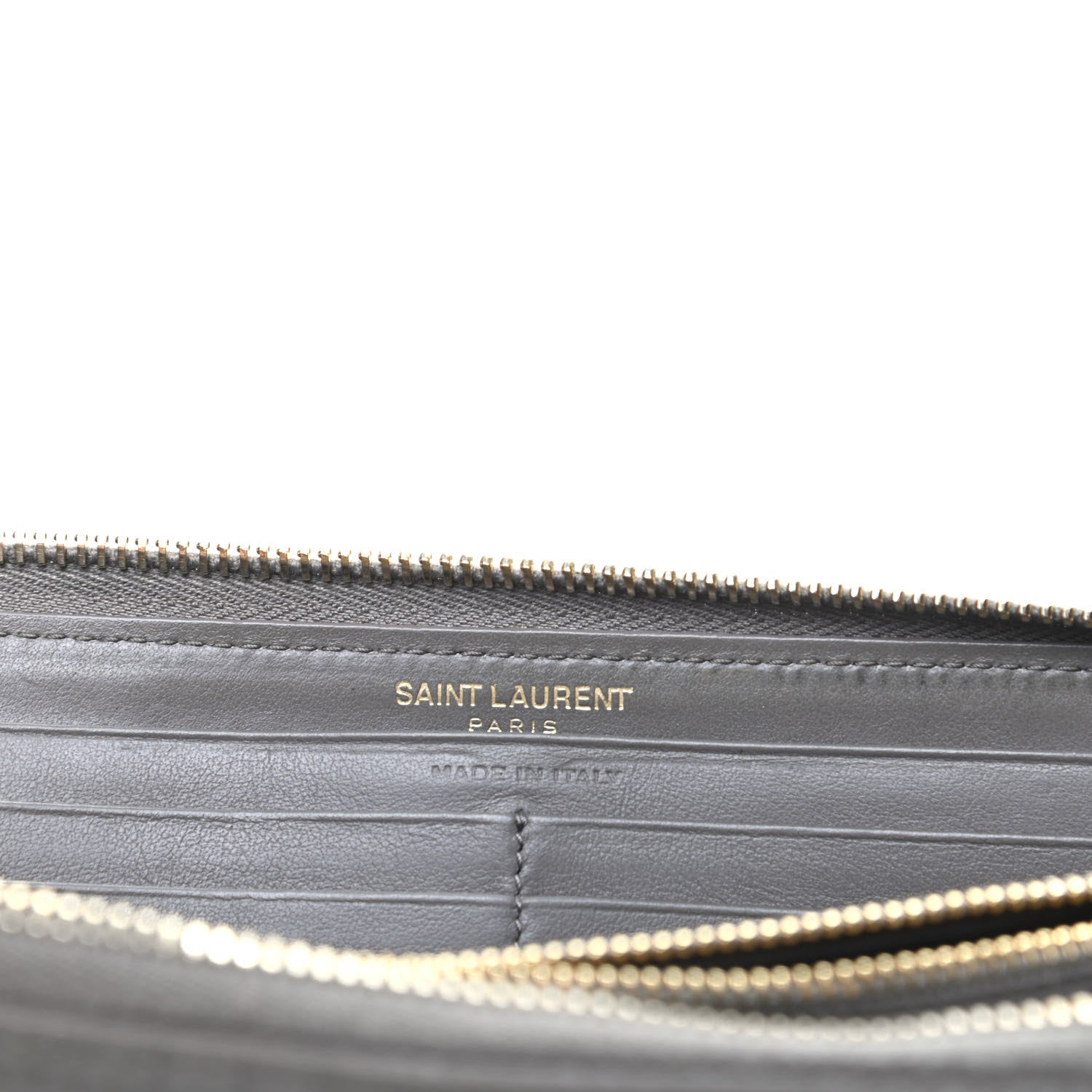 Saint Laurent Calfskin Crocodile Embossed Monogram Zip Around Wallet Gray 6 of 8