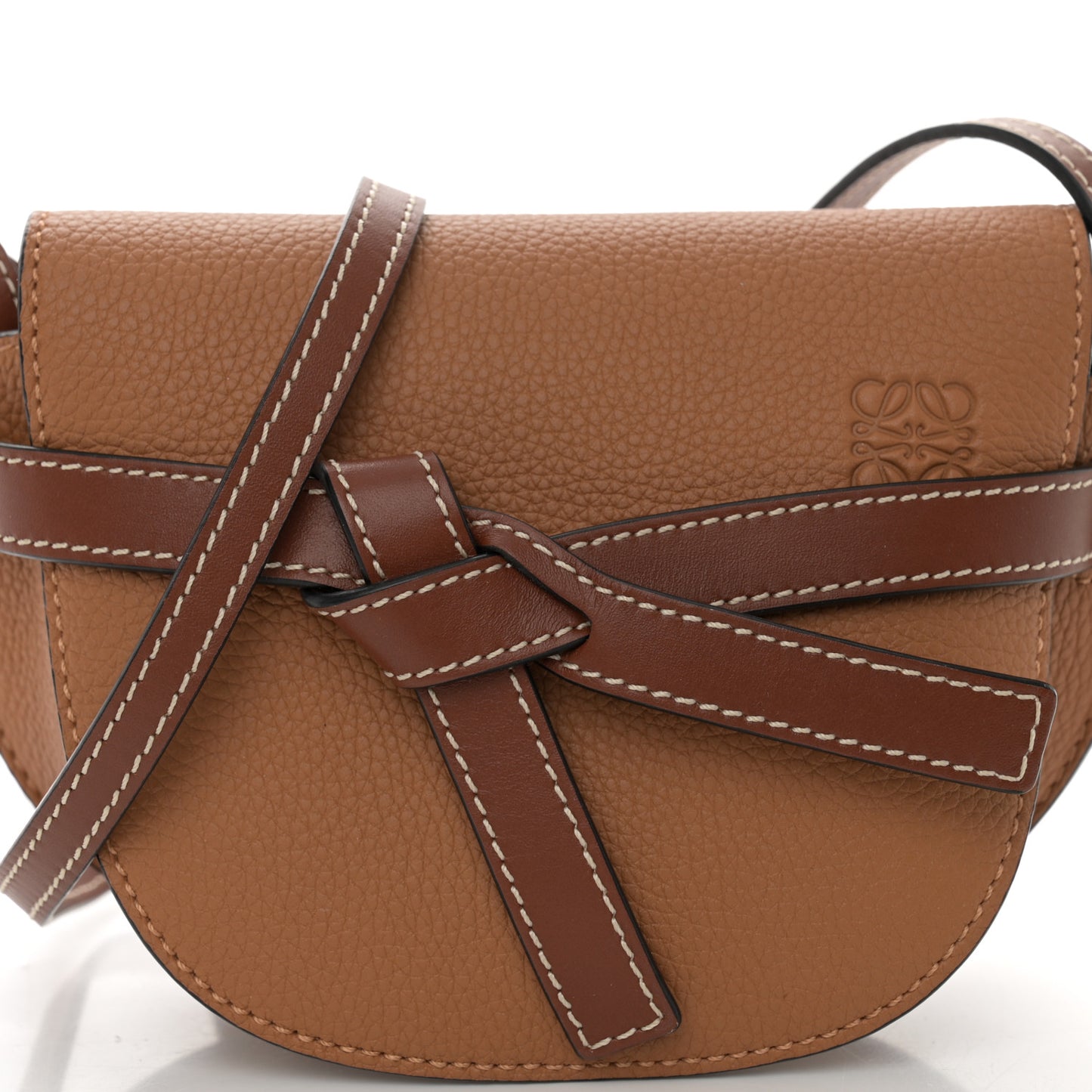 Grained Calfskin Mini Gate Crossbody Bag Caramel Pecan