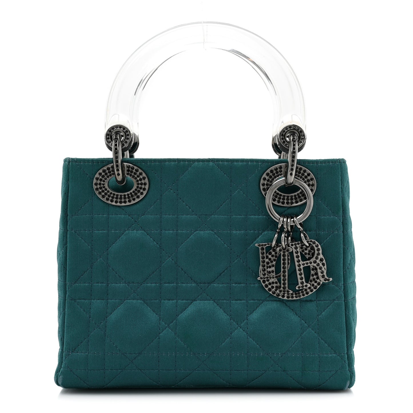 Satin Swarovski Crystal Cannage Mini Lady Dior Teal