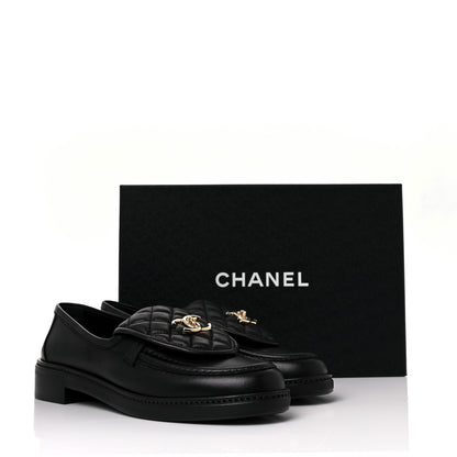 Chanel Lambskin Quilted CC Turnlock Loafers 39 Black 9 of 13