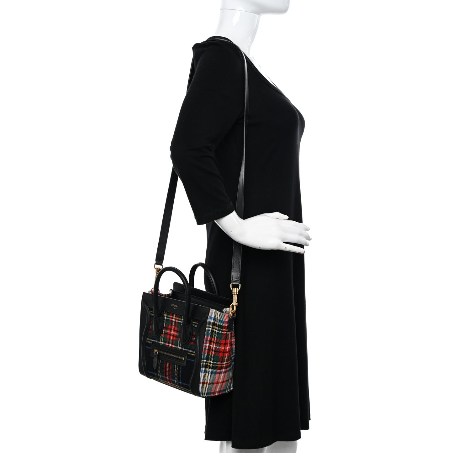 Tartan Calfskin Nano Luggage Red Blue