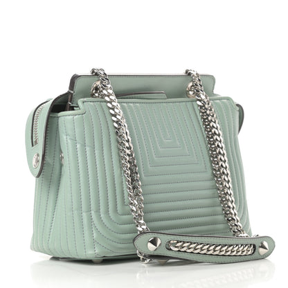 Fendi Shiny Nappa Trapuntata Chain Small DotCom Click Chain Satchel Pale Blue 3 of 15
