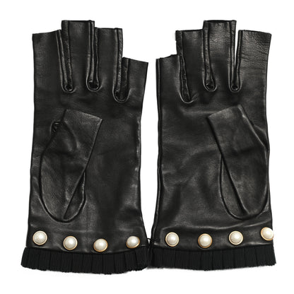 Gucci Nappa Pearl Fingerless Short Gloves 8 L Black 2 of 5