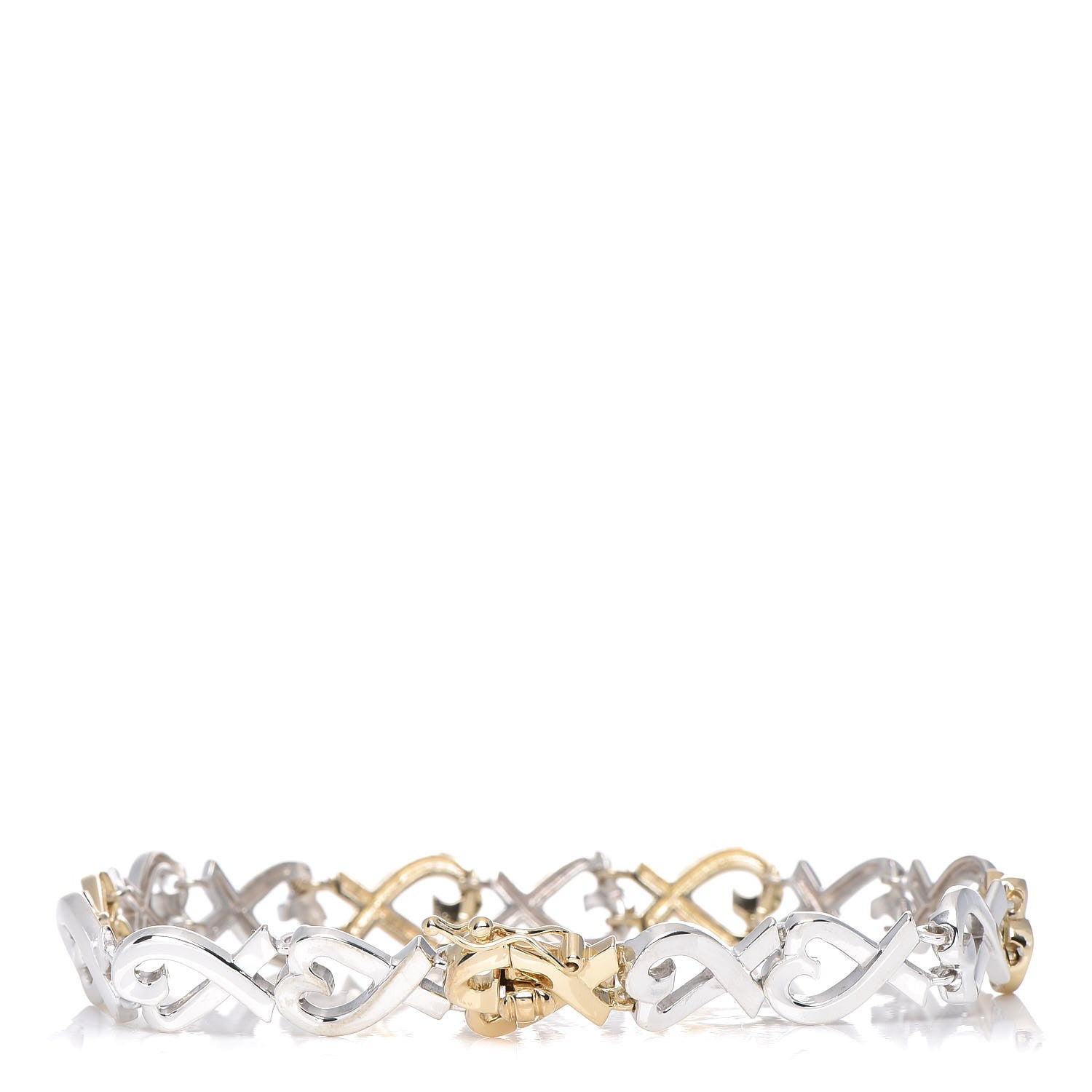 Tiffany 18K Yellow Gold Sterling Silver Paloma Picasso Loving Heart Bracelet 3 of 4