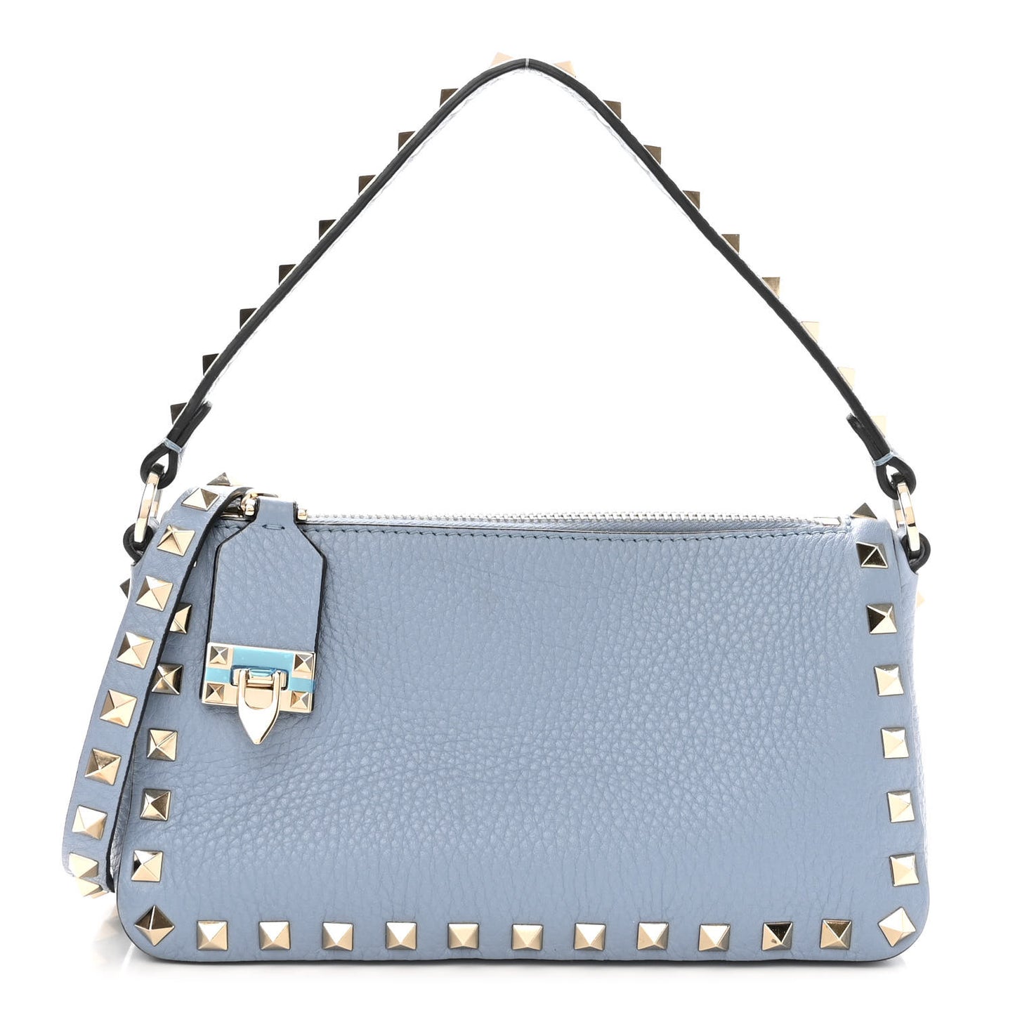 Pebbled Calfskin Small Rockstud Flip Lock Shoulder Bag Niagara