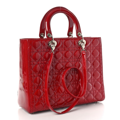 Christian Dior Patent Cannage Large Lady Dior Red 2 of 9