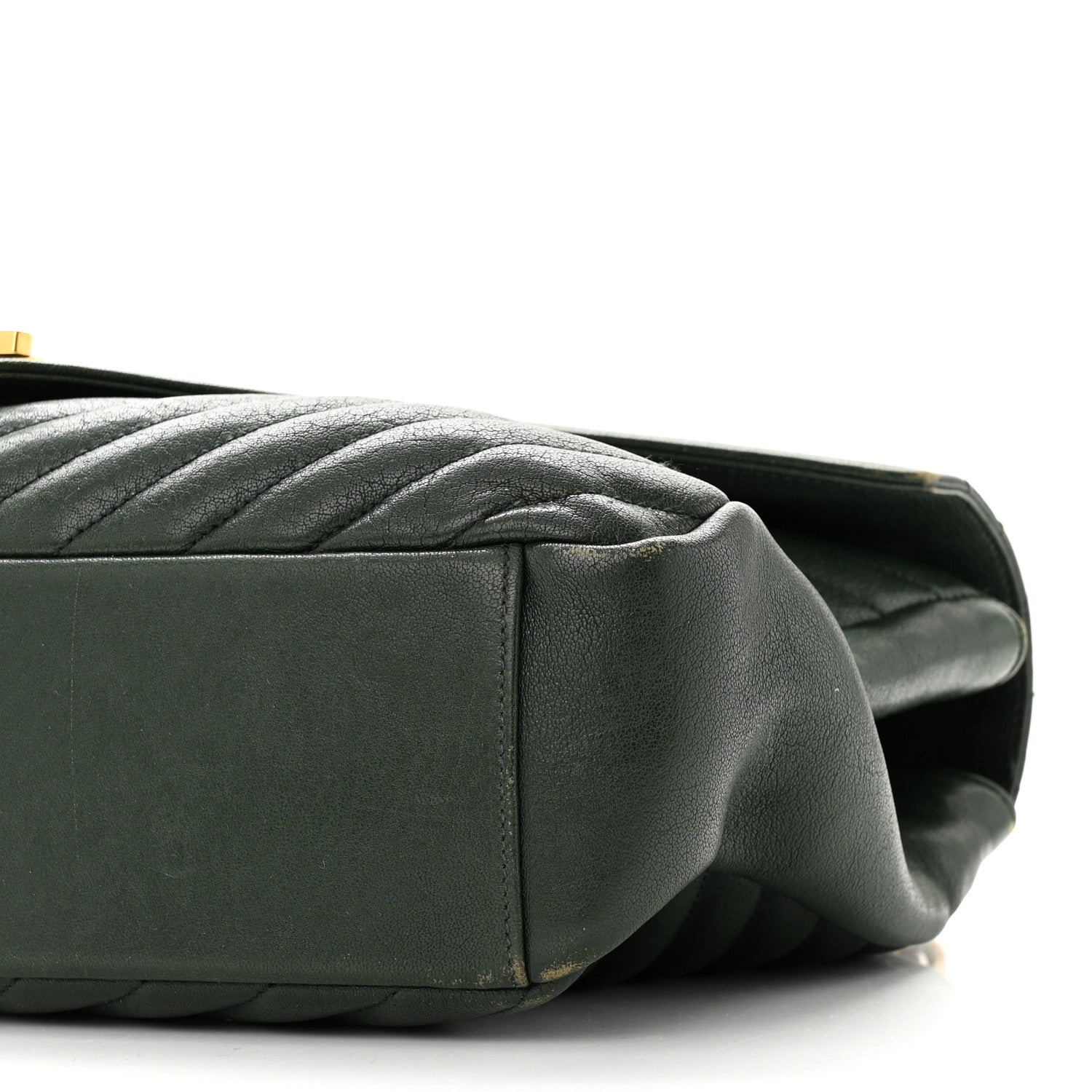 Saint Laurent Sheepskin Matelasse Chevron Monogram Large College Satchel Dark Green 9 of 10