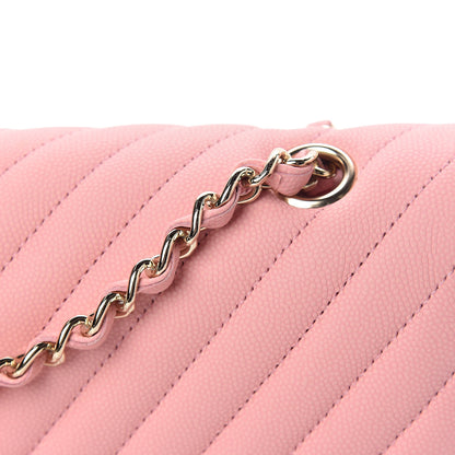 Chanel Caviar Chevron Quilted Medium Double Flap Pink 11 of 18