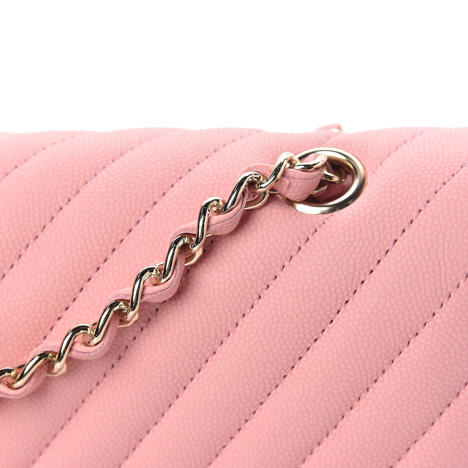 Chanel Caviar Chevron Quilted Medium Double Flap Pink 11 of 18