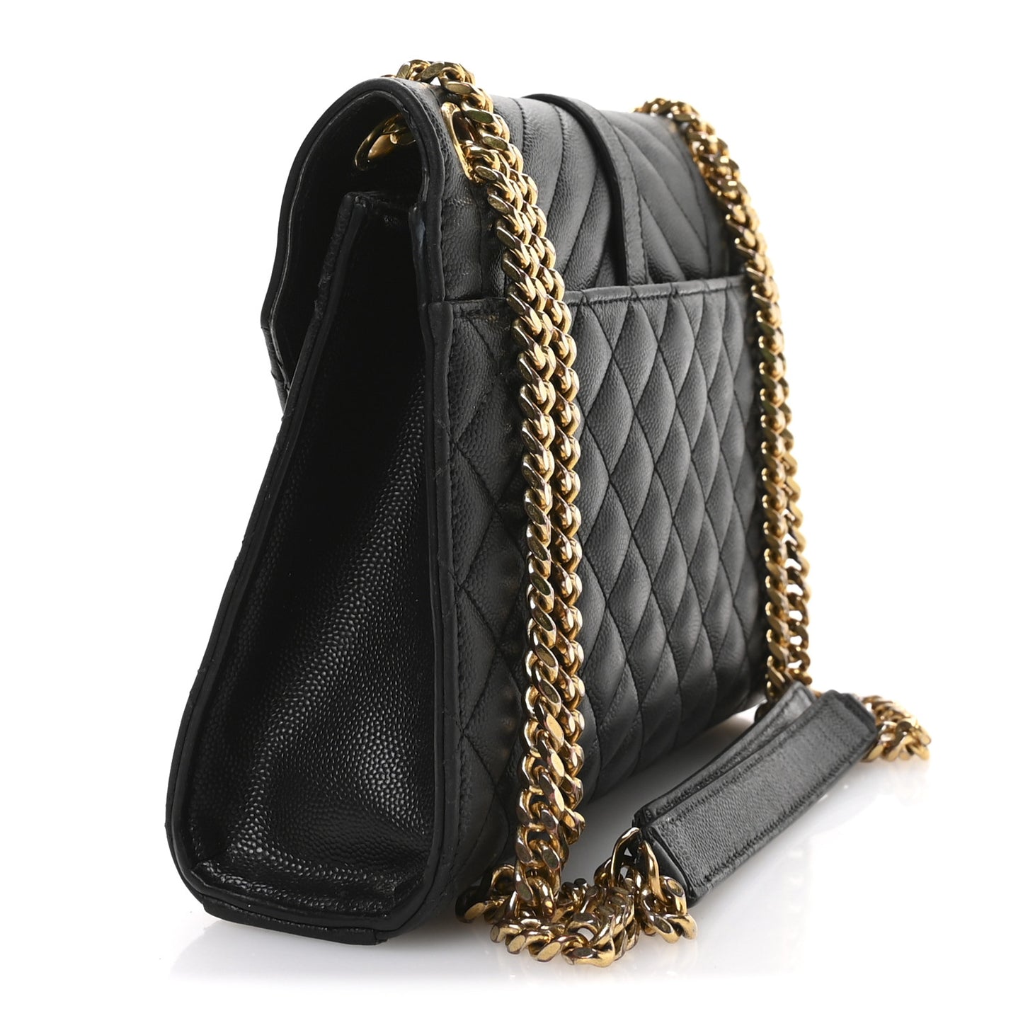 Grain De Poudre Textured Mixed Matelasse Triquilt Medium Monogram Satchel Black