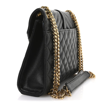 Saint Laurent Grain De Poudre Textured Mixed Matelasse Triquilt Medium Monogram Satchel Black 3 of 10