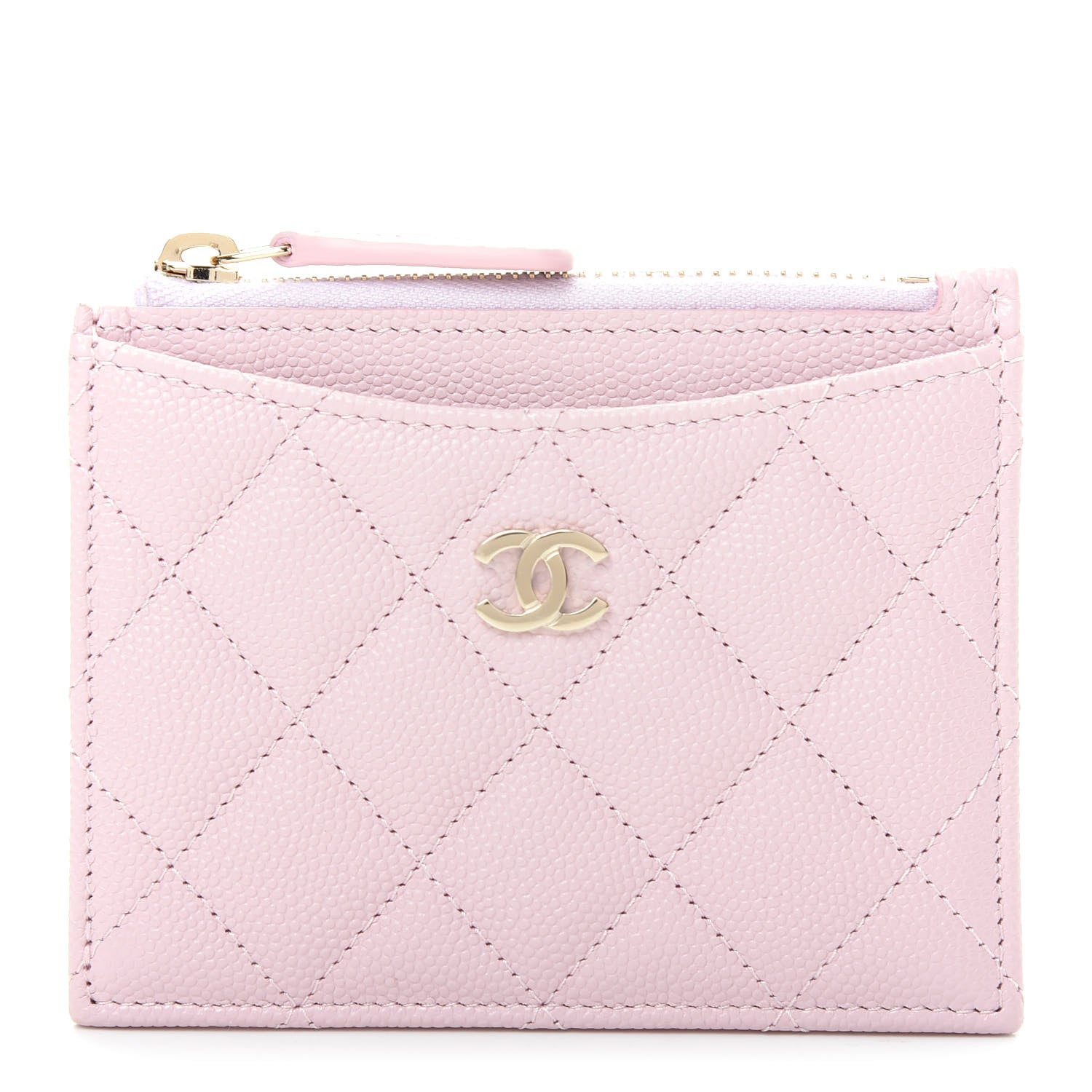 Chanel Caviar Quilted CC Zip Card Holder Light Pink 1 of 8