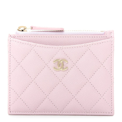 Chanel Caviar Quilted CC Zip Card Holder Light Pink 1 of 8