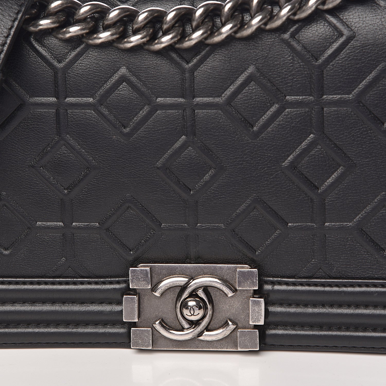Chanel Calfskin Crystal Embossed Medium Boy Flap Black 11 of 11