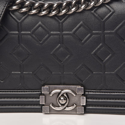 Chanel Calfskin Crystal Embossed Medium Boy Flap Black 11 of 11