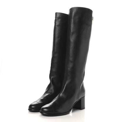 Chanel Calfskin CC High Boots 37.5 Black 3 of 8