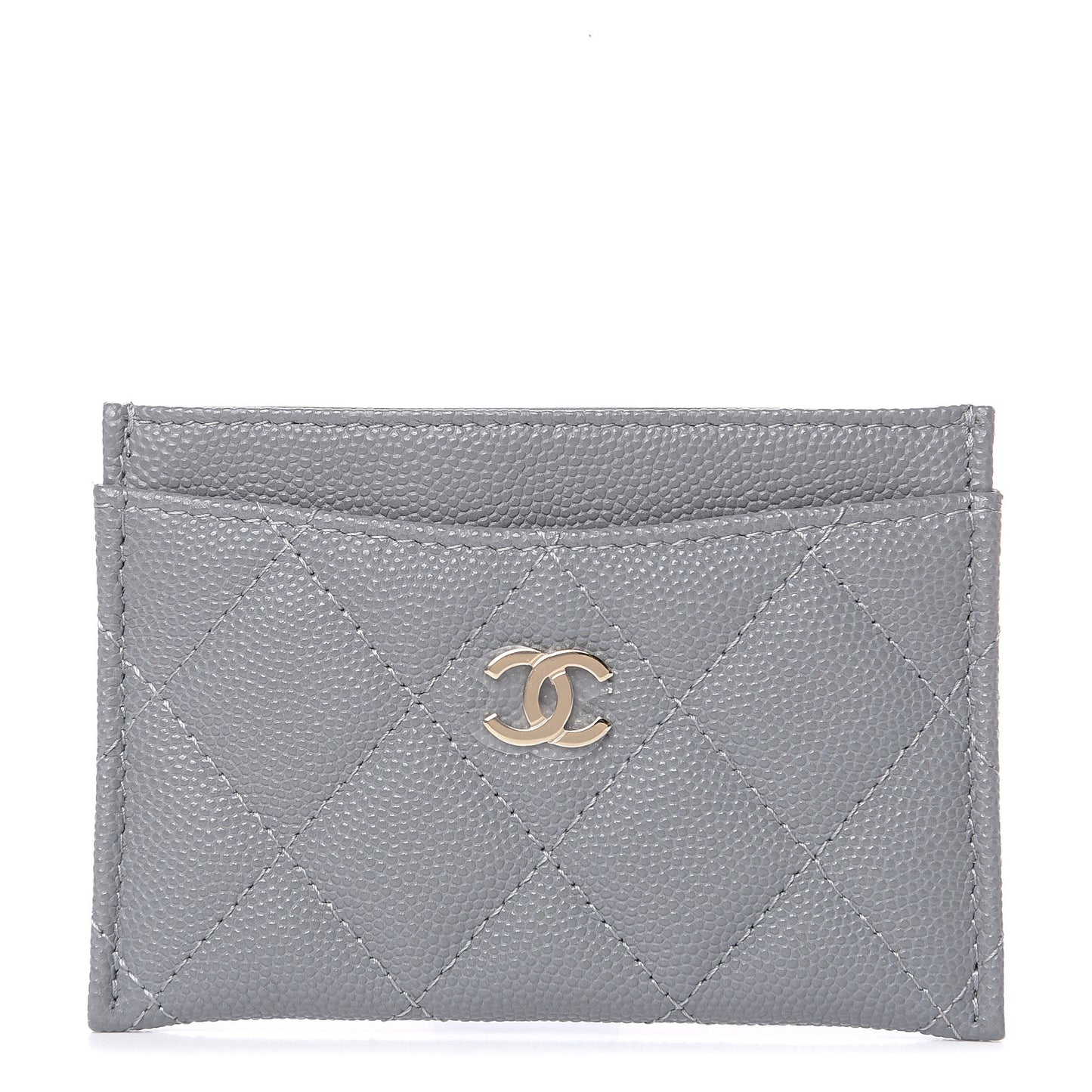 Caviar Quilted Card Holder Grey