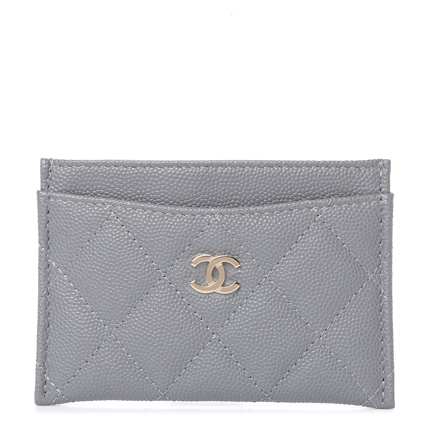 Chanel Caviar Quilted Card Holder Grey 1 of 9