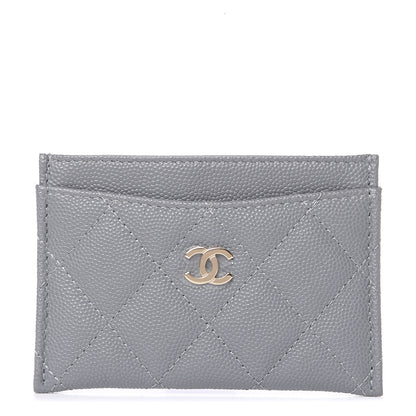 Chanel Caviar Quilted Card Holder Grey 1 of 9