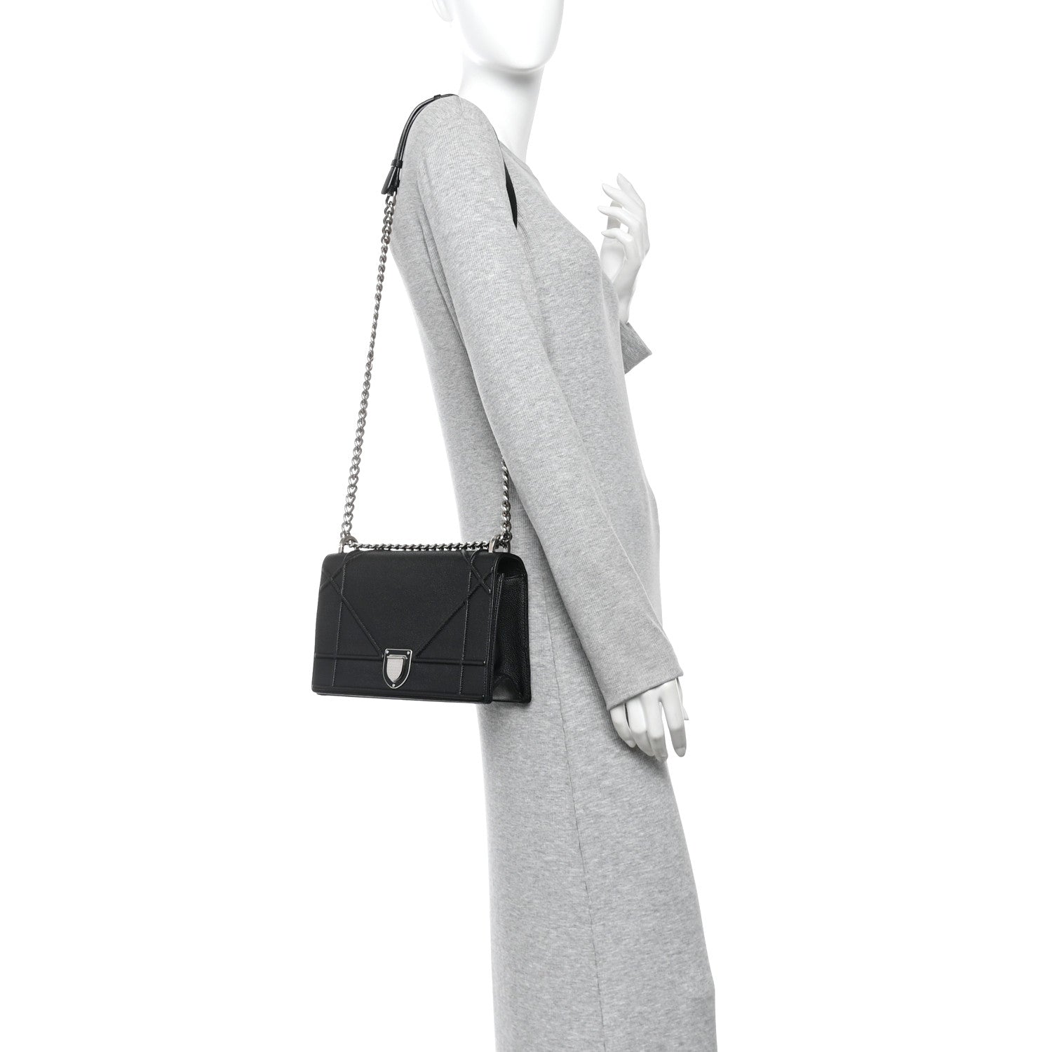 Christian Dior Grained Calfskin Medium Diorama Flap Bag Black 2 of 12