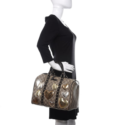 Gucci Monogram Guccissima Hearts Studded Medium Joy Boston Dark Brown 2 of 10