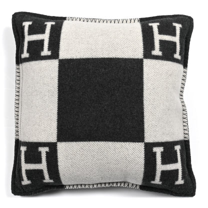 Hermes Wool Cashmere Avalon Pillow PM Ecru Gris Fonce 2 of 3