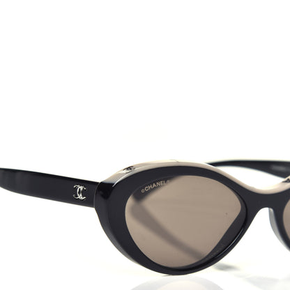 Chanel Acetate Oval Sunglasses 5416 Black Beige 7 of 8