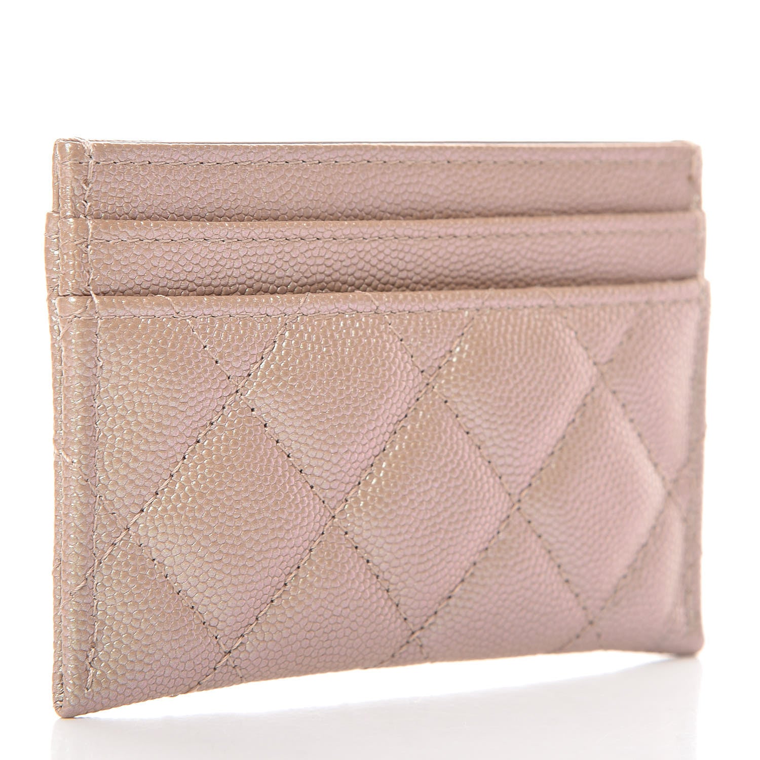 Chanel Iridescent Caviar Quilted Card Holder Beige 3 of 11