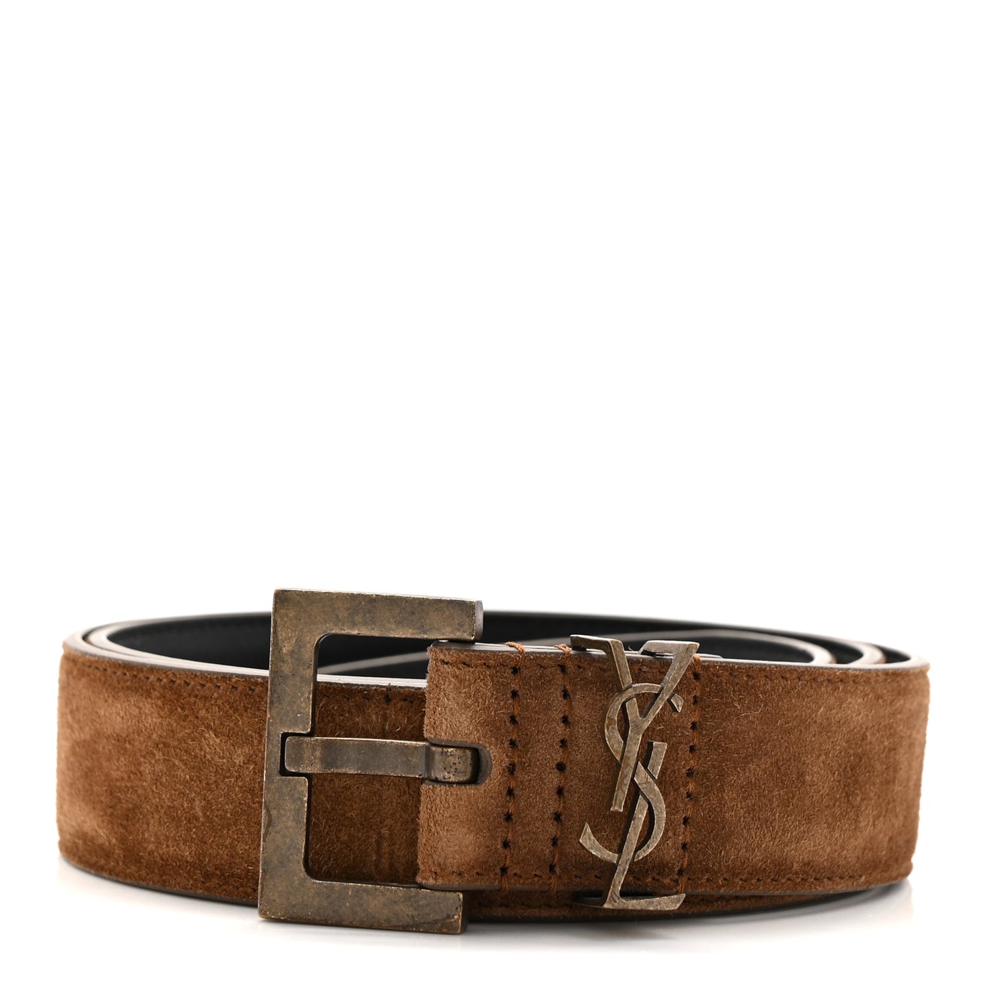 Suede Monogram Square Buckle Belt 75 30 Cashmere