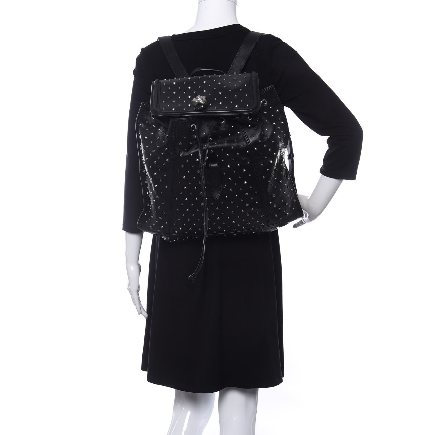 Alexander McQueen Calfskin Studded Padlock Backpack Black 2 of 15