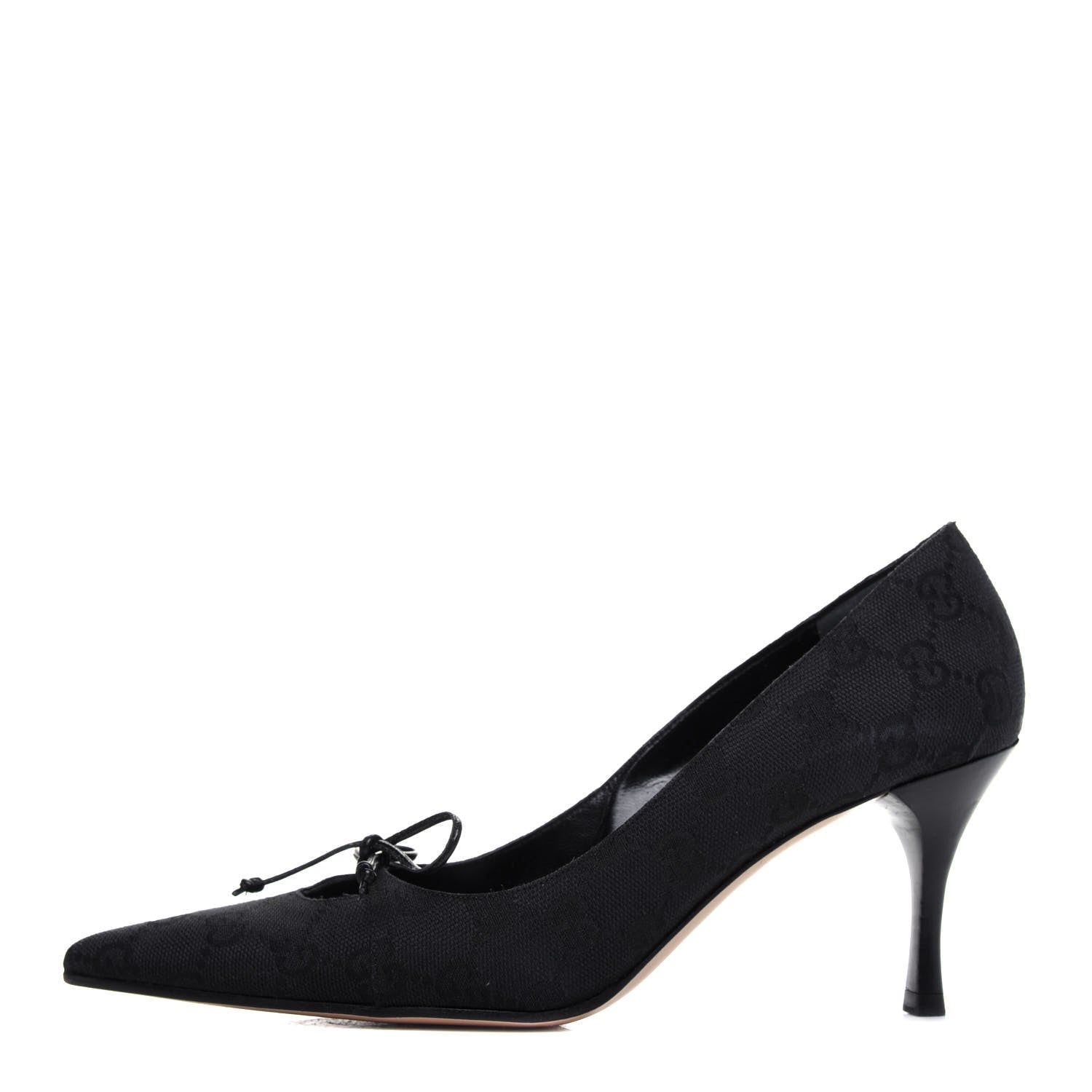 Gucci Fabric Monogram Mid-Heel Pumps 36.5 Black 1 of 12