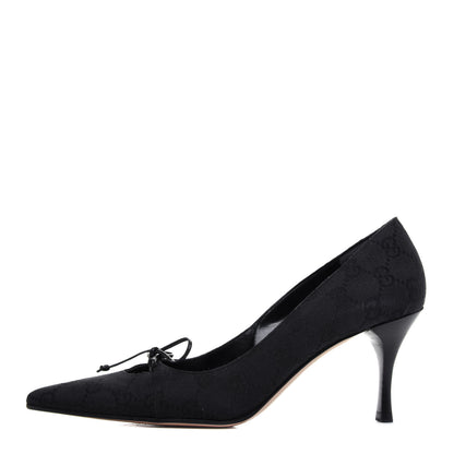 Gucci Fabric Monogram Mid-Heel Pumps 36.5 Black 1 of 12