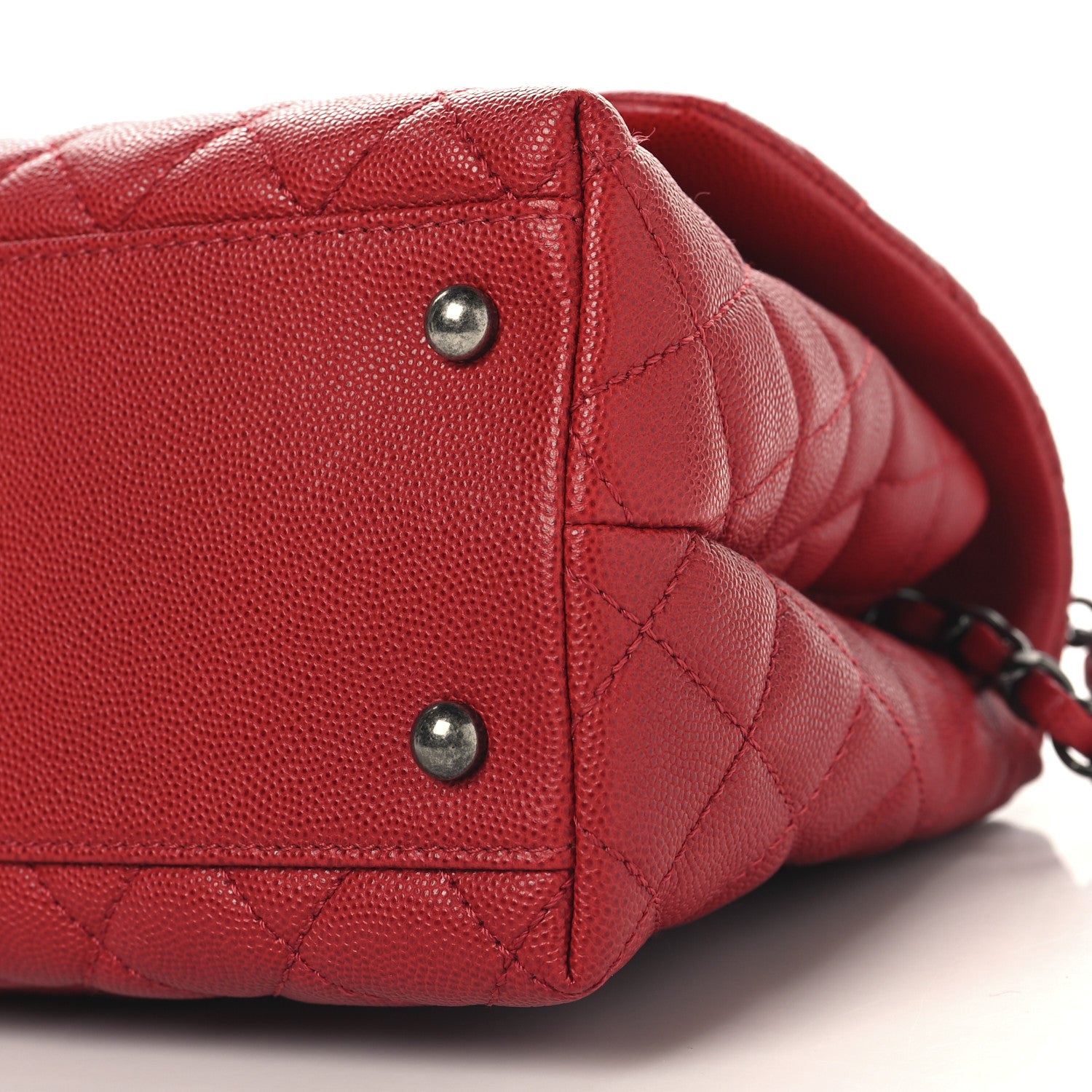 Chanel Caviar Quilted Small Coco Handle Flap Red 10 of 11