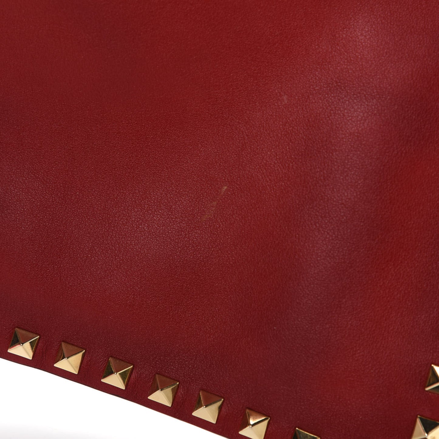 Vitello Large Rockstud Zip Pouch Red