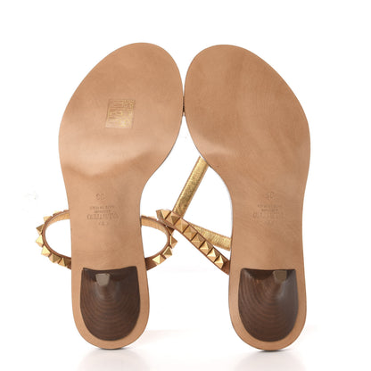 Valentino Garavani Calfskin Rockstud No Limit Sandals 35 Tan 5 of 7