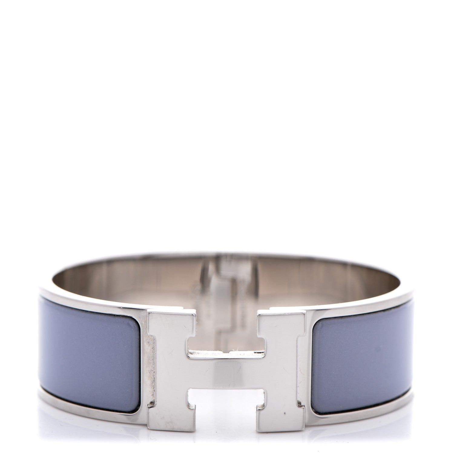 Hermes Enamel Wide Clic Clac H Bracelet GM Bleu Lin 1 of 5