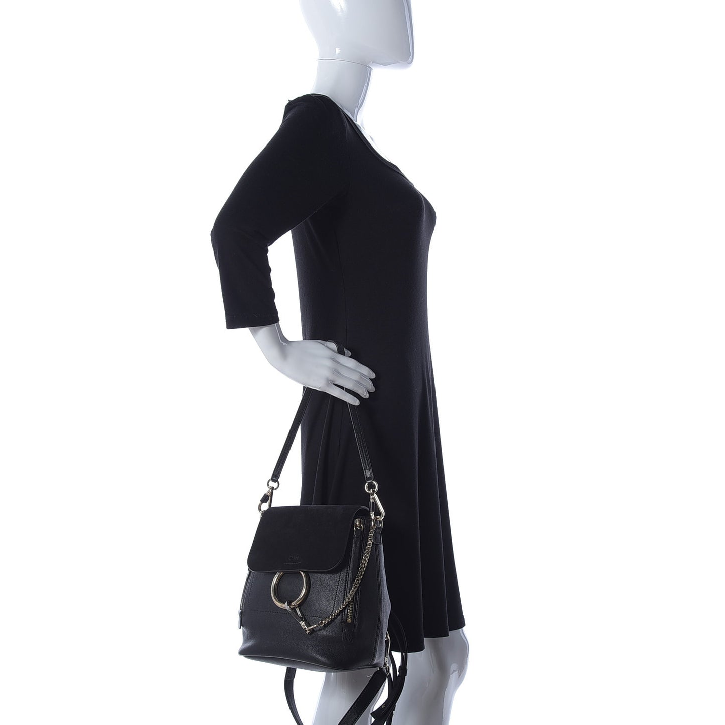 Suede Calfskin Small Faye Backpack Black
