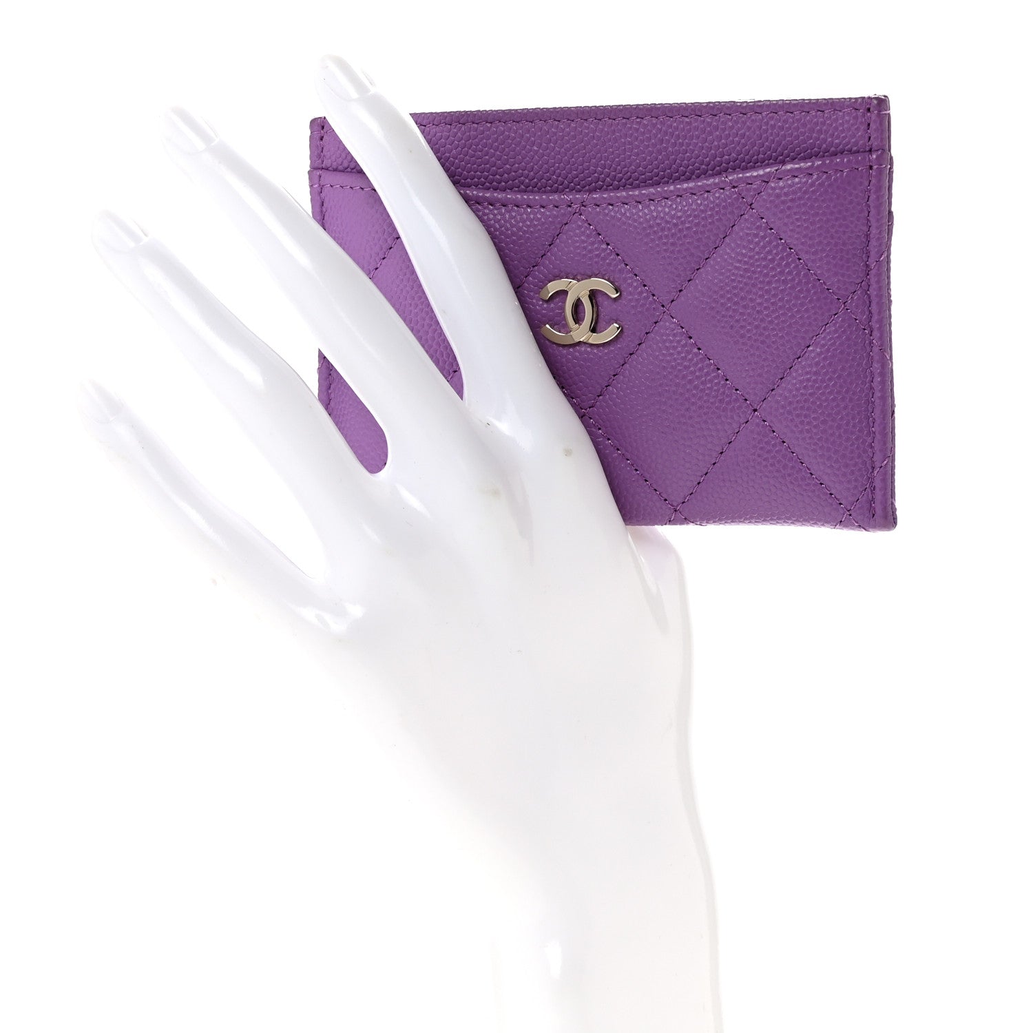 Chanel Caviar Quilted Card Holder Purple 2 of 10