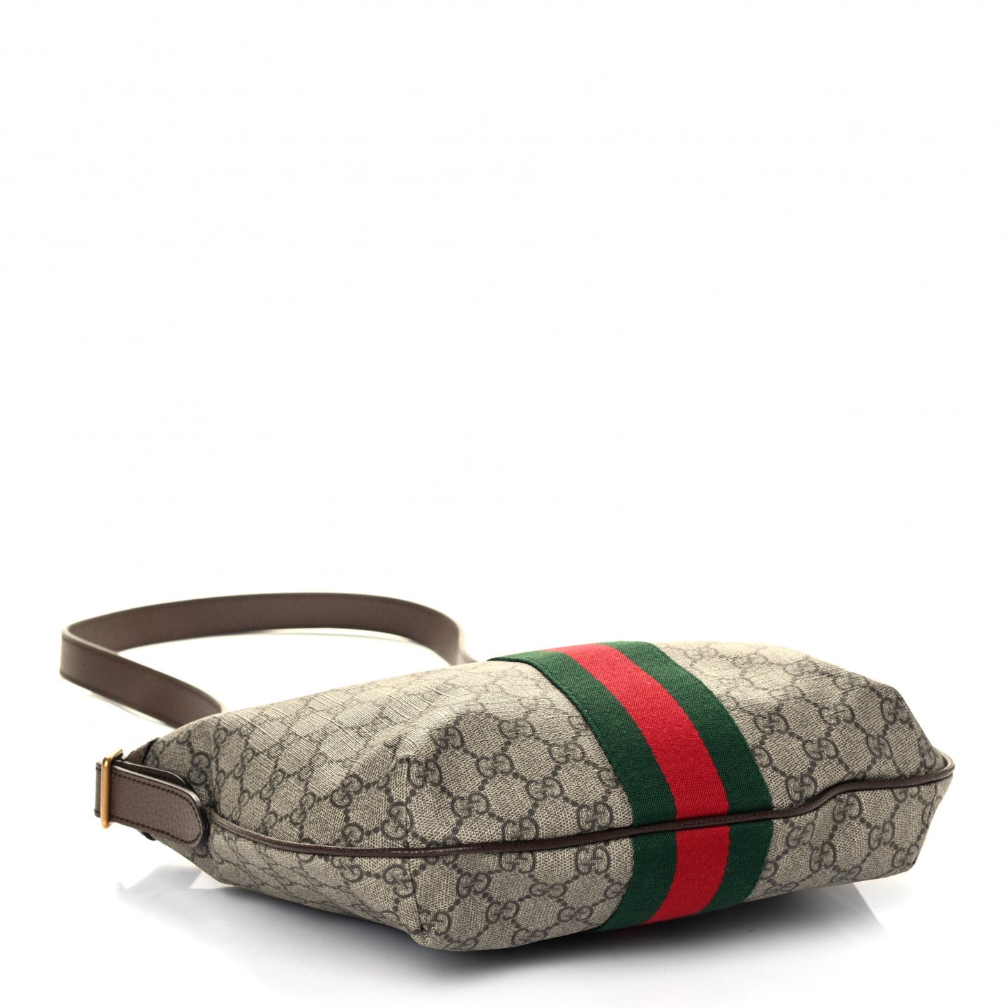 GG Supreme Monogram Web Small Ophidia Half Moon Hobo Brown