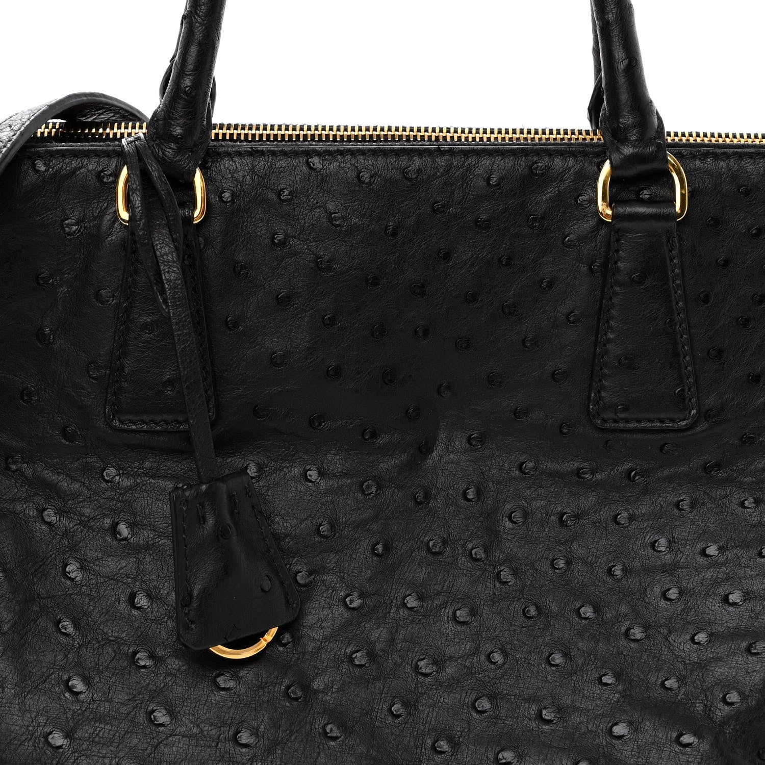 Prada Ostrich Double Zip Tote Black 8 of 15