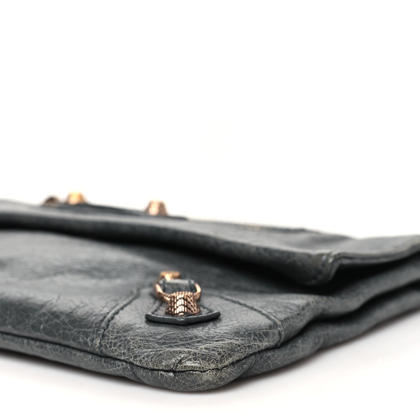 Agneau Giant 12 Rose Gold Hardware Envelope Clutch Tarmac