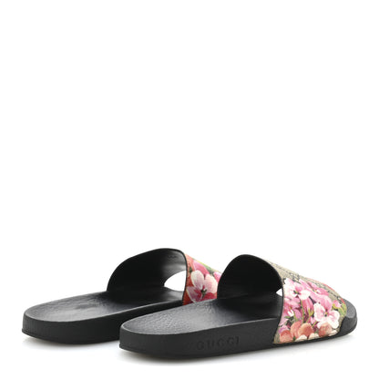 Gucci GG Supreme Monogram Blooms Slide Sandals 38 Beige Multicolor 5 of 10