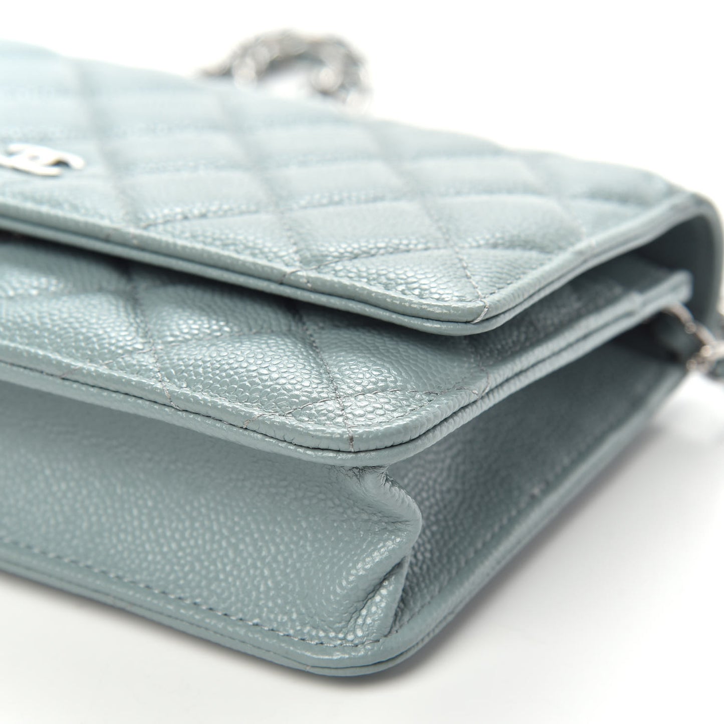 Caviar Quilted Wallet On Chain WOC Blue