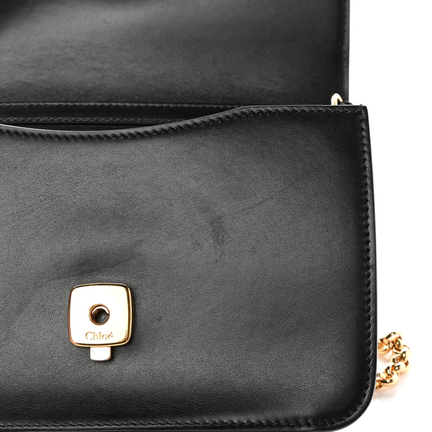 Calfskin Suede C Clutch With Chain Black