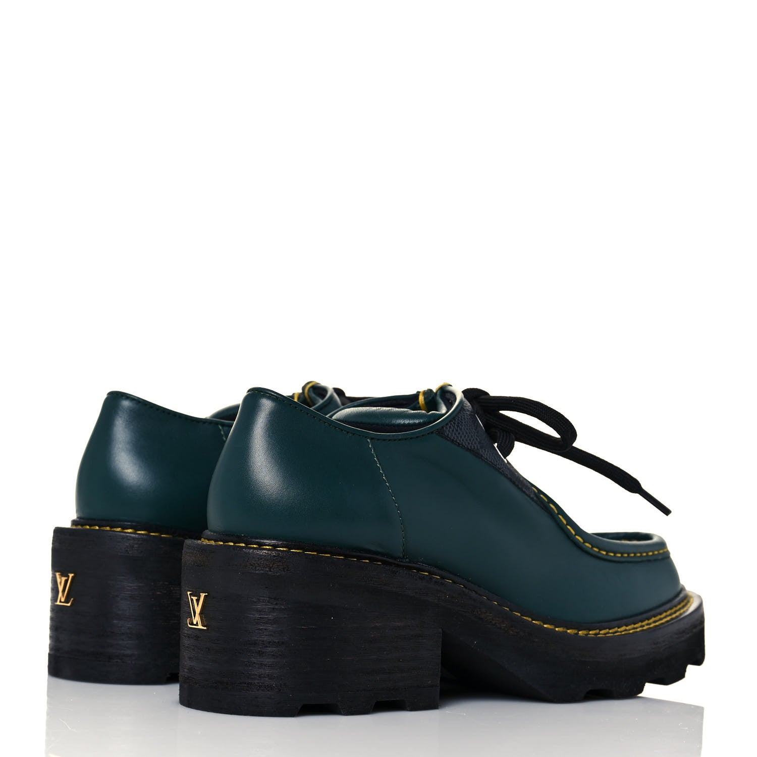 Louis Vuitton Calfskin Beaubourg Platform Derby Shoes 37.5 Green 4 of 9