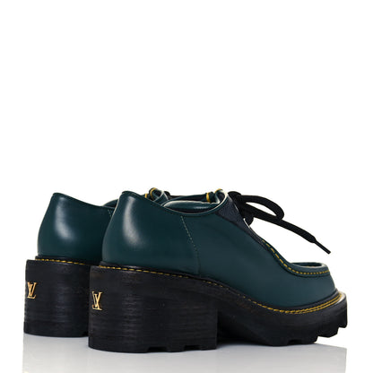 Louis Vuitton Calfskin Beaubourg Platform Derby Shoes 37.5 Green 4 of 9