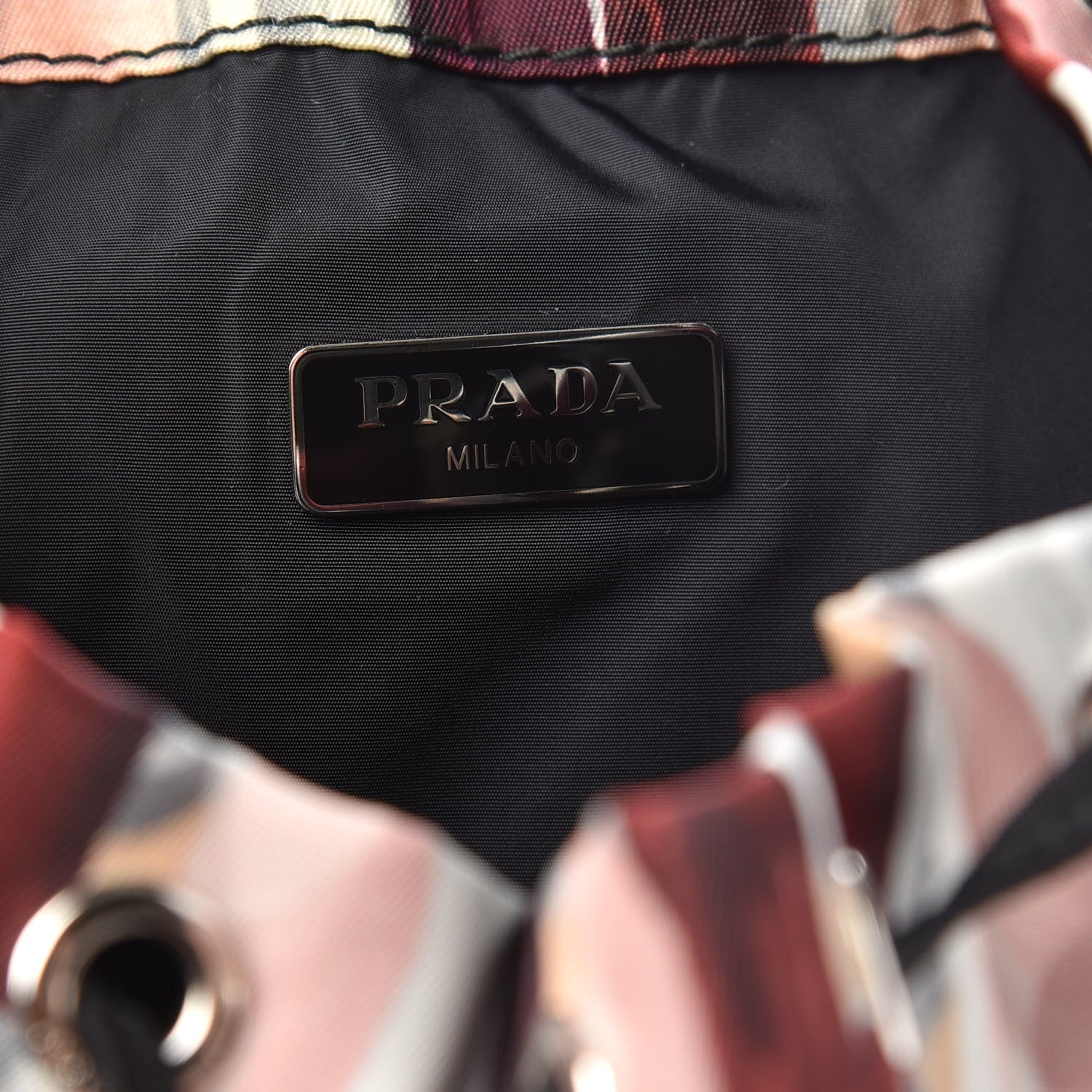Prada Tessuto Nylon Saffiano Lipstick Print Bucket Wristlet Rosso 6 of 9